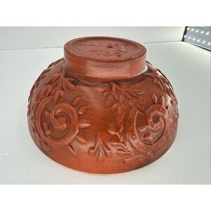 Vintage Royal Haeger Centerpiece Bowl Orange U.S.A. 102 Leaf & Scroll Brown